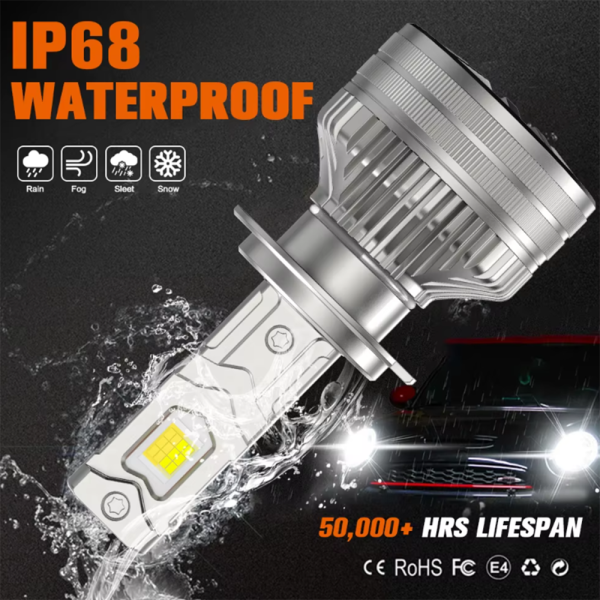 Set 2 x Becuri LED H7 Bluetooth Smart cu Aplicatie Mobila 5W - 75W 10000LM Galben - Alb Rece 3000K-6000K - imagine 7